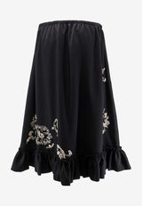 Dries Van Noten Samila Printed Midi Skirt Black 2610108993078900_Black_54420850