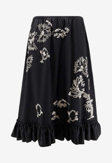 Dries Van Noten Samila Printed Midi Skirt Black 2610108993078900_Black_54420850
