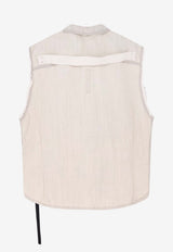 Rick Owens DRKSHDW Fringed Denim Vest White DU01F4764DMW51_MILK WASH_54407897