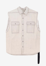 Rick Owens DRKSHDW Fringed Denim Vest White DU01F4764DMW51_MILK WASH_54407897