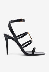 Saint Laurent Cassandre 90 Patent Leather Sandals Black 8227911TVDD1000_Black_44132592