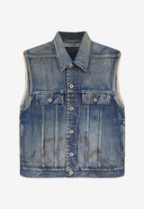 Rick Owens DRKSHDW Distressed Denim Vest Blue DL01F1798HKWJP146_VINTAGE WASH_54407906