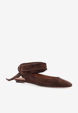 The Attico Cloe Wraparound Suede Ballet Flats Brown 260WSH00793LBT007AA204_DARK BROWN_49751045