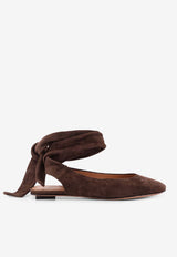 The Attico Cloe Wraparound Suede Ballet Flats Brown 260WSH00793LBT007AA204_DARK BROWN_49751045