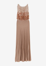 Elisabetta Franchi Rhinestone Appliqué Gown Beige ABR4462E2X81_Carne/burro_41973150