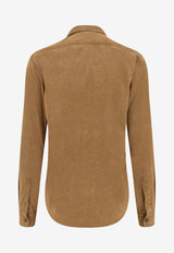 Aspesi Suede Long-Sleeved Shirt Brown AEC1D00910236_CHAMBRAY FLOCCATO_54418063