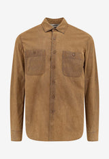 Aspesi Suede Long-Sleeved Shirt Brown AEC1D00910236_CHAMBRAY FLOCCATO_54418063