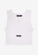 Dolce & Gabbana Logo Patch Ribbed Tank Top White F8W42TFU7AVW0800_Biancoottico_40005252