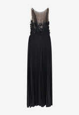 Elisabetta Franchi Embellished Gown with High Slit Black ABR4462E2685_Nero/burro_41973229
