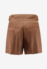 Elisabetta Franchi Daily Linen Mini Shorts Brown SH01162E2600_Leather Brown_41973271