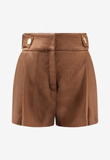 Elisabetta Franchi Daily Linen Mini Shorts Brown SH01162E2600_Leather Brown_41973271
