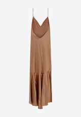 Elisabetta Franchi Daily Satin Midi Dress Brown ABR3462E2EV8_Suede_41973246
