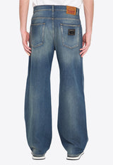 Dolce & Gabbana Logo Plaque Faded Jeans Blue GP18LD-G8OV1-S9001
