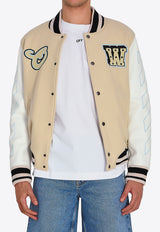 Off-White Varsity Bomber Jacket Cream OMJA122S26-LEA002-1010
