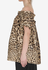 Dolce & Gabbana Off-Shoulder Leopard Print Blouse Brown F71J7T-HS5E3-HY13M