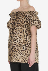 Dolce & Gabbana Off-Shoulder Leopard Print Blouse Brown F71J7T-HS5E3-HY13M