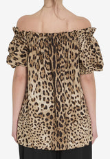 Dolce & Gabbana Off-Shoulder Leopard Print Blouse Brown F71J7T-HS5E3-HY13M
