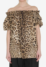 Dolce & Gabbana Off-Shoulder Leopard Print Blouse Brown F71J7T-HS5E3-HY13M