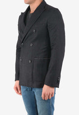 Tonello Double-Breasted Wool-Blend Jacket Gray 06GW050-7164U-900