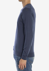 John Smedley Lundy Crewneck Sweater Blue LUNDY--SMOKE BLU