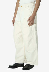 Willy Chavarria Stockton Wide-Leg Cargo Jeans Off-white WCBTM0079--065
