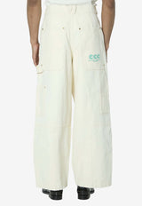 Willy Chavarria Stockton Wide-Leg Cargo Jeans Off-white WCBTM0079--065