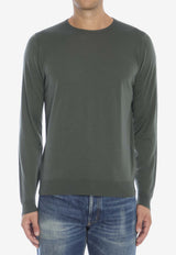 John Smedley Lundy Crewneck Sweater Green LUNDY--HIGHLAND GREEN