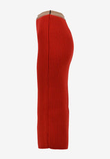 Calvin Klein Ribbed Knit Midi Skirt Red SA08-K039-618
