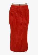 Calvin Klein Ribbed Knit Midi Skirt Red SA08-K039-618