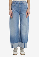 MOTHER Half-Pipe Ankle Cuff Fray Jeans Blue 11406-1085--LBI