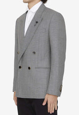 Lardini Double-Breasted Wool Blazer Gray 6906-61571-901