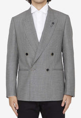 Lardini Double-Breasted Wool Blazer Gray 6906-61571-901