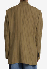 Dolce & Gabbana Double-Breasted Stripe Linen Jacket Beige F29YIT-FR3F2-S8052