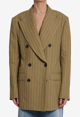 Dolce & Gabbana Double-Breasted Stripe Linen Jacket Beige F29YIT-FR3F2-S8052