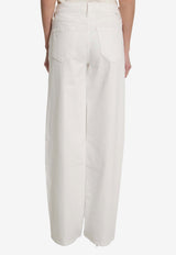 MOTHER Rerun Zip Sneak Jeans White 12488-544--TNN
