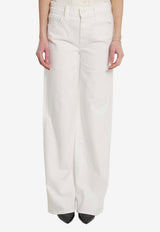 MOTHER Rerun Zip Sneak Jeans White 12488-544--TNN