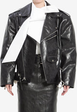 Saint Laurent Hammered Leather Biker Jacket Black 866816-YCUX2-1703