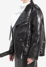 Saint Laurent Hammered Leather Biker Jacket Black 866816-YCUX2-1703