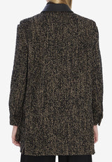 Max Mara Angio Herringbone Wool Jacket Brown 2521086143600-10718-003