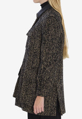 Max Mara Angio Herringbone Wool Jacket Brown 2521086143600-10718-003