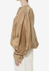 TheLatest Diana Crewneck Cropped Puffed Shirt Beige TLW04007T0161-ABTP-T0045