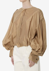 TheLatest Diana Crewneck Cropped Puffed Shirt Beige TLW04007T0161-ABTP-T0045