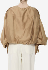 TheLatest Diana Crewneck Cropped Puffed Shirt Beige TLW04007T0161-ABTP-T0045