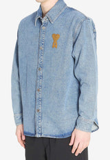 AMI PARIS Ami De Coeur Denim Overshirt Blue UJK897-DE0046-480