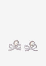 Self-Portrait Pearl Bow Drop Earrings Silver SS26604ESL--SILVER