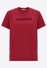 Moncler Embroidered-Logo Crewneck T-shirt Burgundy L10938C00021-89AUO-438