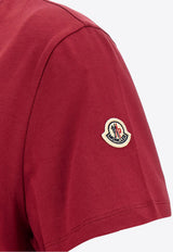 Moncler Embroidered-Logo Crewneck T-shirt Burgundy L10938C00021-89AUO-438
