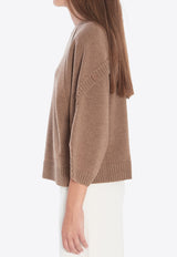 Max Mara Ampex Crossover Sweater in Wool and Cashmere Beige 2521366021600-12021-006
