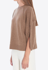 Max Mara Ampex Crossover Sweater in Wool and Cashmere Beige 2521366021600-12021-006