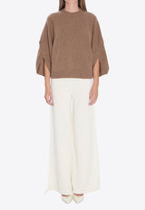 Max Mara Ampex Crossover Sweater in Wool and Cashmere Beige 2521366021600-12021-006
